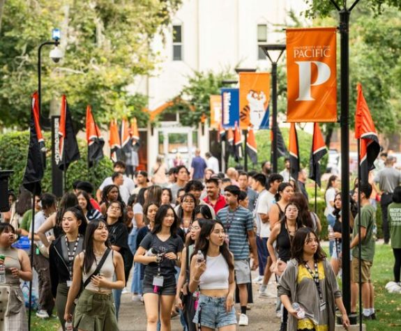 students walking on a path